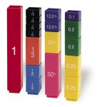 Blocks from the Learning Resources Fraction Tower Equivalency Cubes