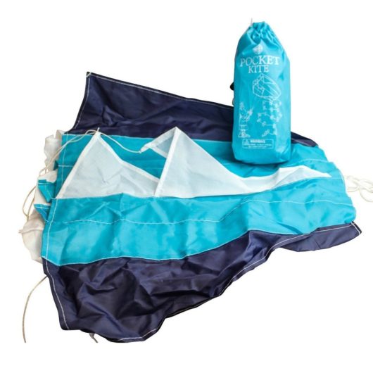 opened kite with blue bag, Pocket Kite In A Bag