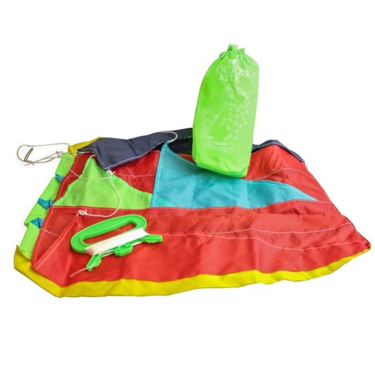 opened kite with green bag, Pocket Kite In A Bag