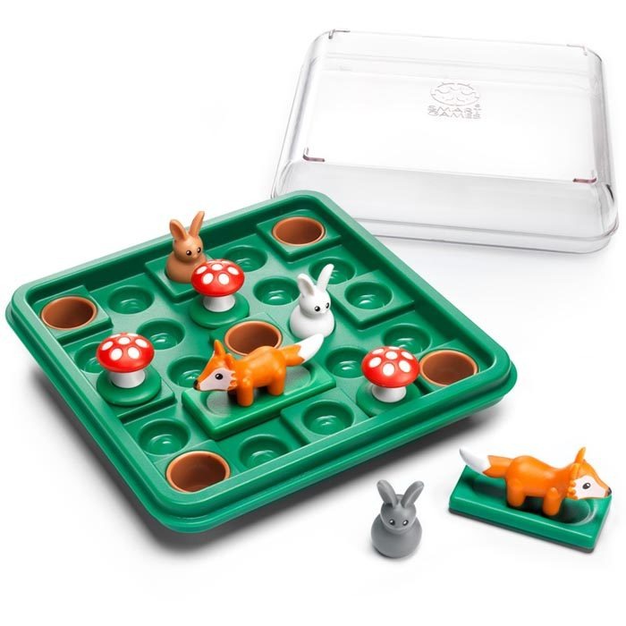 Game board, playing pieces and lid - SmartGames Jump In Logic Puzzle