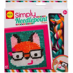 Children's simple fox needlepoint embroidery craft kit with thread and plastic needle