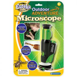 Hand held outdoor microscope for children with 20x to 40x magnification and LED