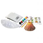 Contents of the 4M Volcano Making Science Kit with finished painted volcano