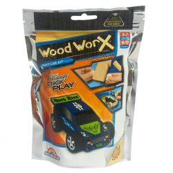 Build and decorate a wooden car complete with stickers and paint