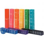 Interlocking maths tower cubes that feature fraction decimal and percentage