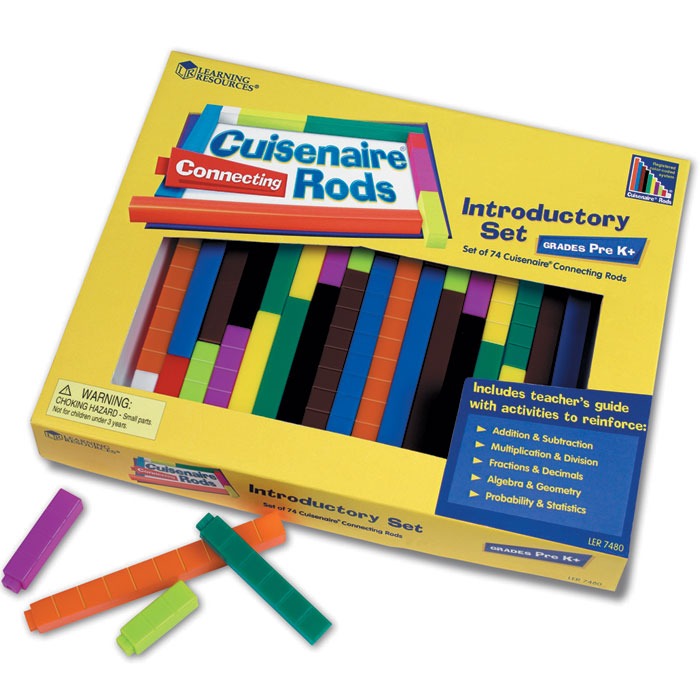 Interlocking maths toy for children with colour coded durable plastic rods