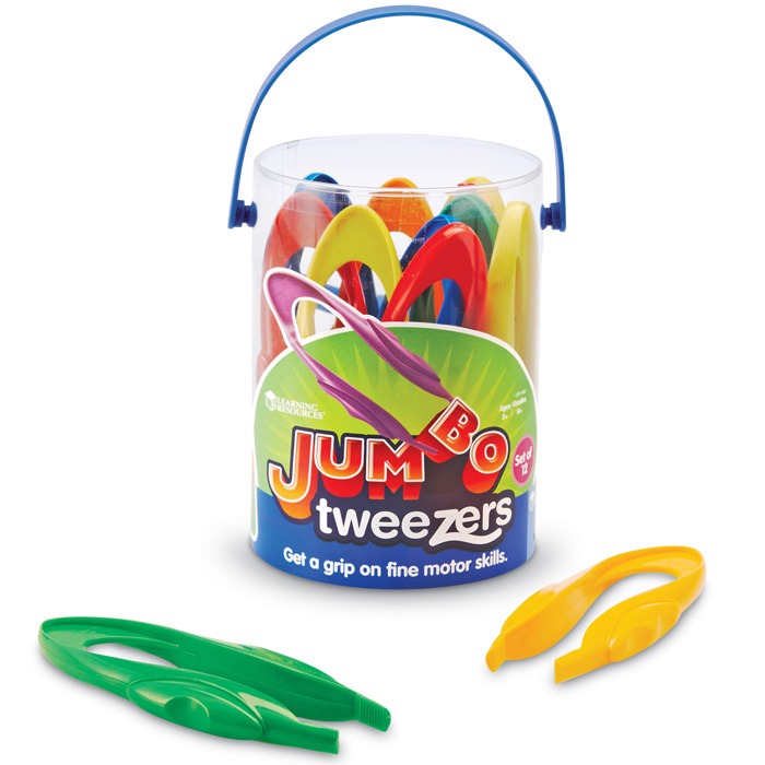 12 pairs of children's easy grip tweezers in 6 different colours