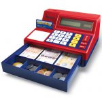 Children's pretend and play till toy with working calculator and realistic play money