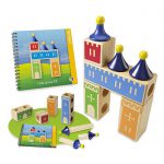 Contents of Smart Games Castle Logix Wooden Puzzle