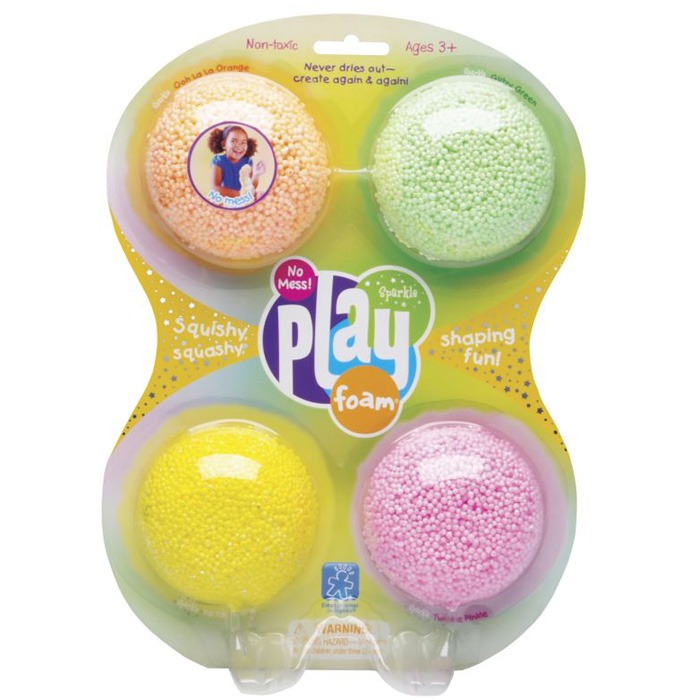 Children's mess free glittery modelling foam bead play pack with 4 colours