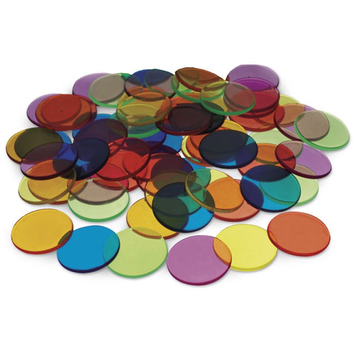 Pack of 250 transparent counters measuring 19mm for board games and maths games