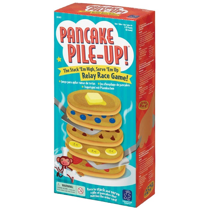 Children's pancake themed balance and coordination game for gross motor skills