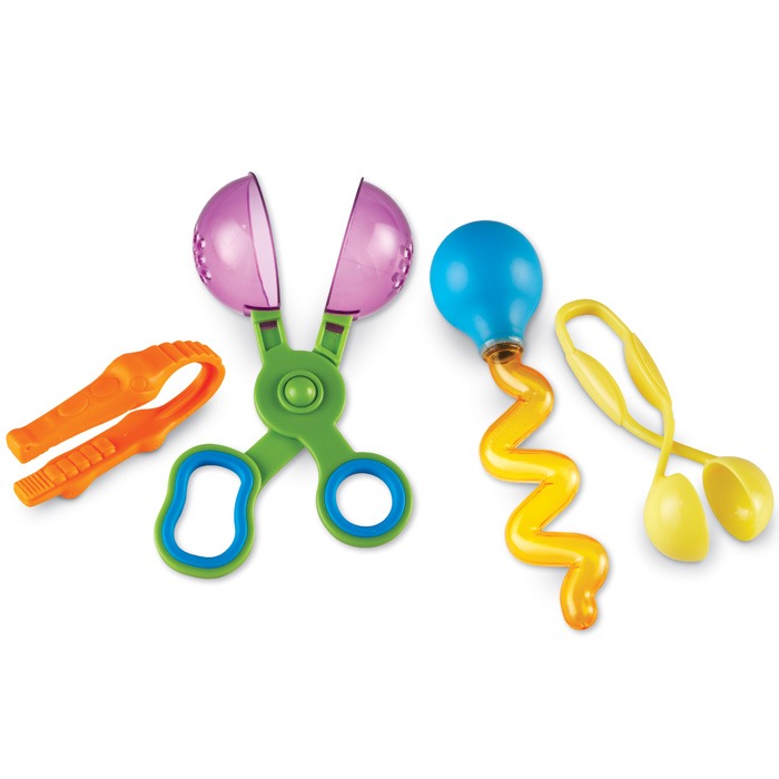 Fine motor skills set with 4 specifically designed tools for young children