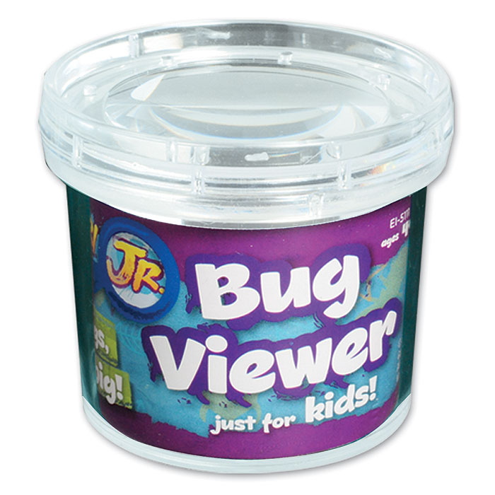 Children's hand held bug viewing jar with magnifier and measuring grid