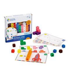 Activity cards, mathlink cubes and the box from Learning Resources Math Link Cubes Activity Set