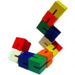 String of 12 mini wooden blocks fidget toy for children