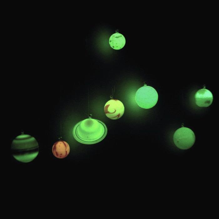 Glow In The Dark 3D Planets hanging in the dark glowing