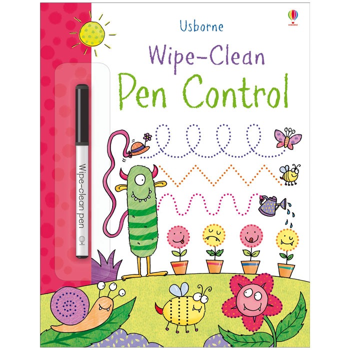 Preschool pen control activity book with 22 wipe clean pages and dry erase pen