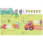 Long letters 2 page spread from the Usborne Wipe Clean Lower Case Letters Writing Book