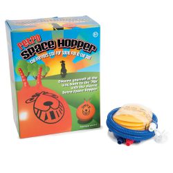 Pump comes included with this this kids's bouncy retro space hopper