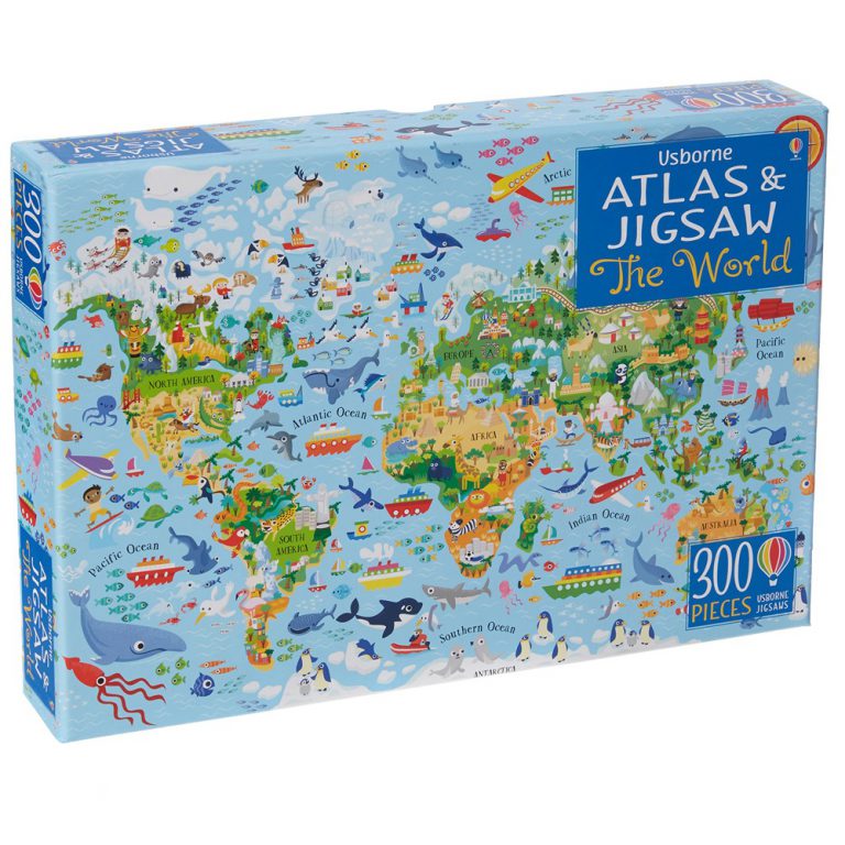 Kids can piece together the shape of the world and who lives in it with this beautifully illustrated jigsaw puzzle