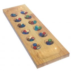 game board from the Lagoon Mancala with glass 'stones'