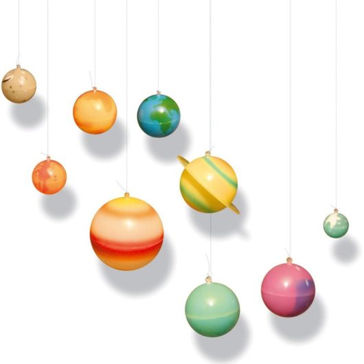 Glowing 3D Solar System comes with clear nylon string for hanging in children's bedrooms