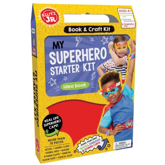 Front of box for the Klutz Jr My Superhero Starter kit