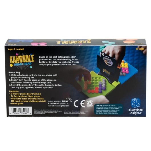 Back of box for Educational Insights Kanoodle Head to Head