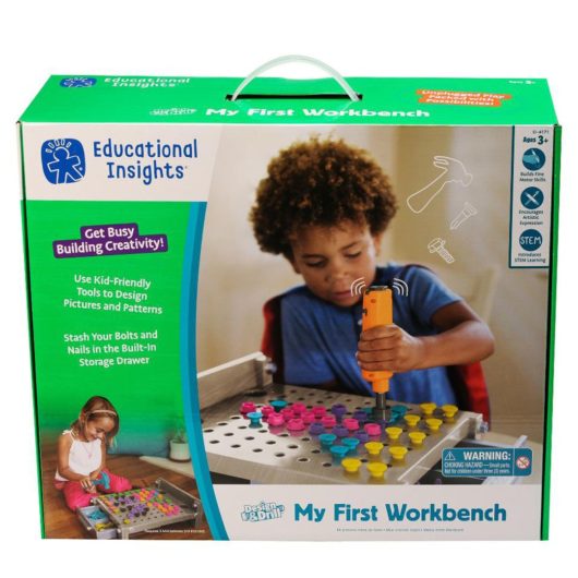 Front box of Educational Essentials My First Workbench Grey