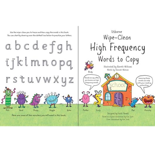 Interior pages from Usborne Wipe Clean High Frequency Words Book