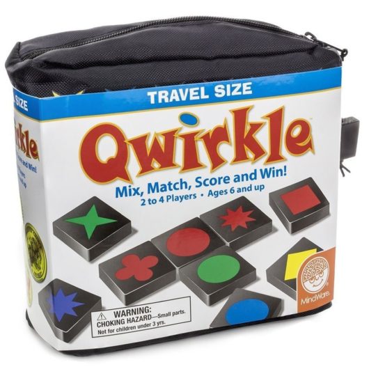 Front of packaging for the Qwirkle Travel Game