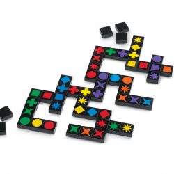 Tiles from the Qwirkle Travel Game