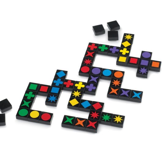 Tiles from the Qwirkle Travel Game