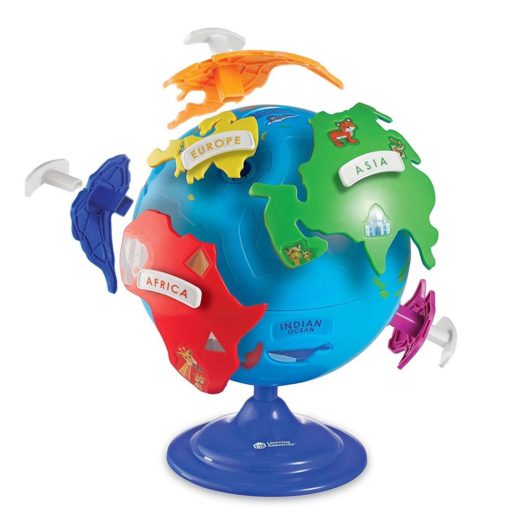 Example of how all the continent world pieces fit into the Globe Puzzle from Learning resources