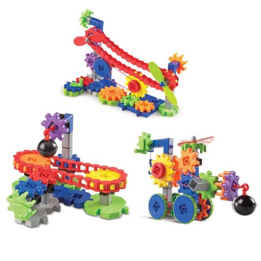 Three examples of what you can build using the Gears, Machines in Motion Building Set