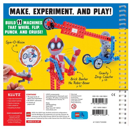 Back of the Klutz Lego Gadgets book