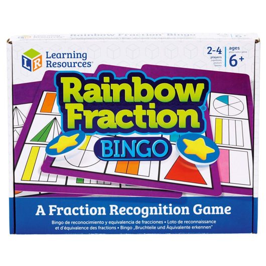 Front box of the Rainbow Fraction Bingo from Learning Resources