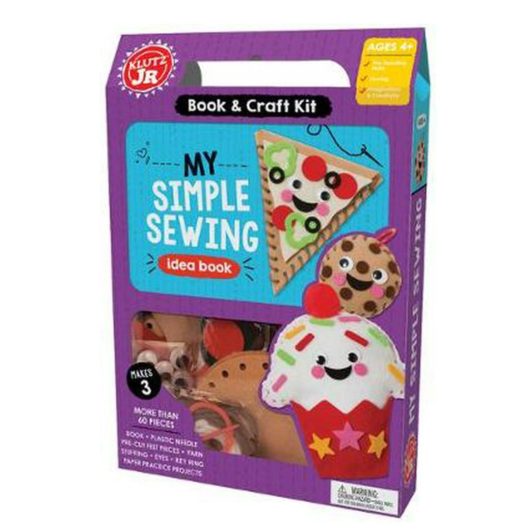 Children can learn to sew with this my first sewing kit, with adorable food themed friends