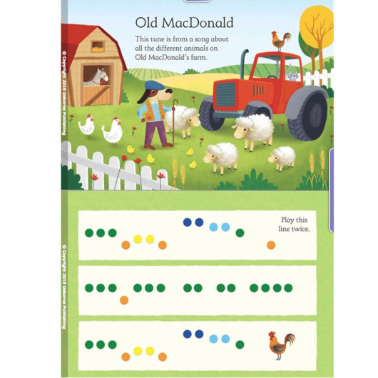 Colours replace the notes in this musical book from Usborne for Children