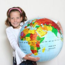 Throw, bounce and play with this blow up inflatable globe!