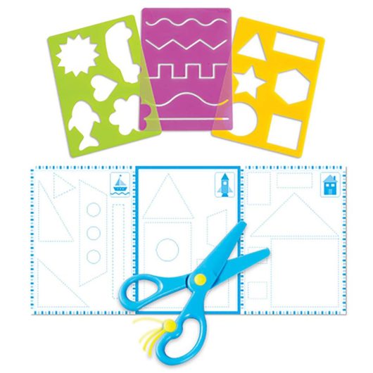 Kids can use the stencils to draw and the scissors to cut!