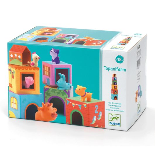 Babies can stack up these colourful cubes from Djeco!