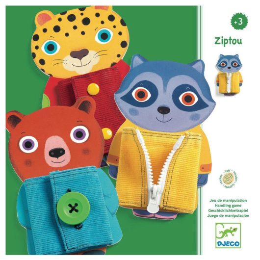 Unbutton and unzip these cute animals to build hand to eye co-ordination