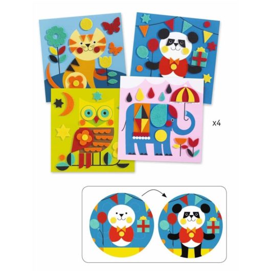 Kids can create 4 different pictures with the felt stickers!