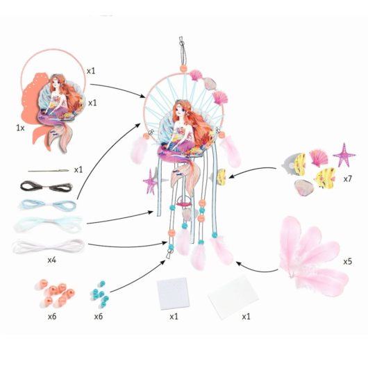 Everything you need to make a mermaid dreamcatcher is included in this activity set!