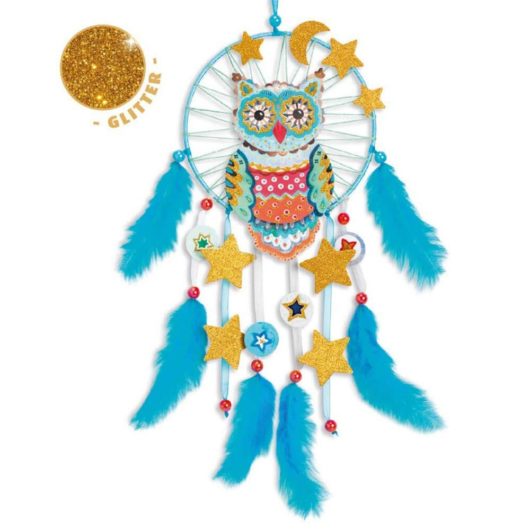 Add sparkling stars and fluffy featehrs to this kids dreamcatcher craft kit