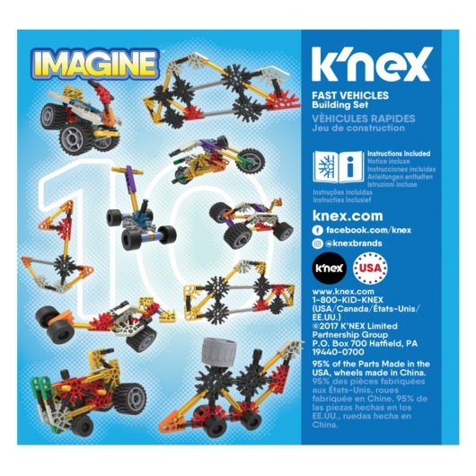 Knex Fast Vehicles 10 Model Building Set Back