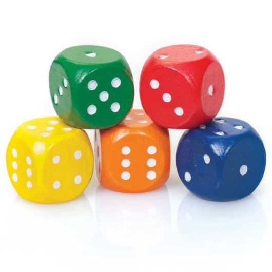 5 Wooden Dot Dice