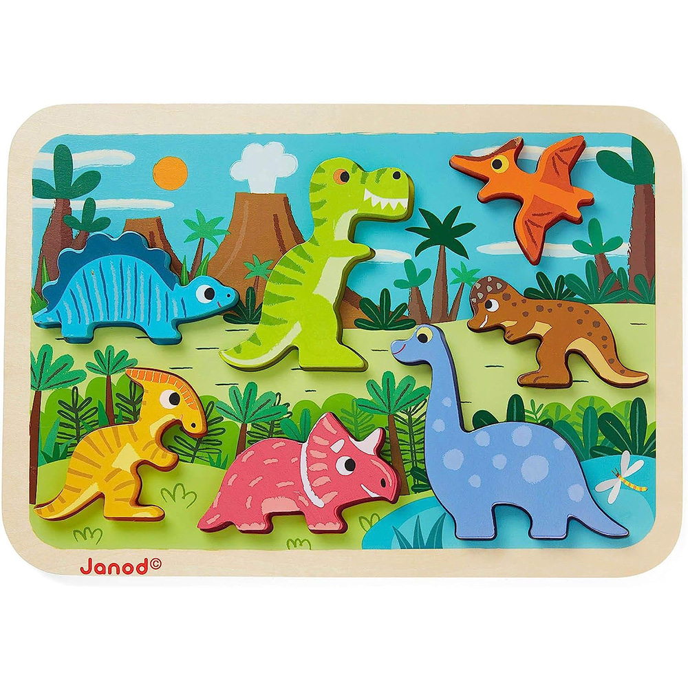 Janod Chunky Wooden Dinosaur Puzzle - Fun Learning